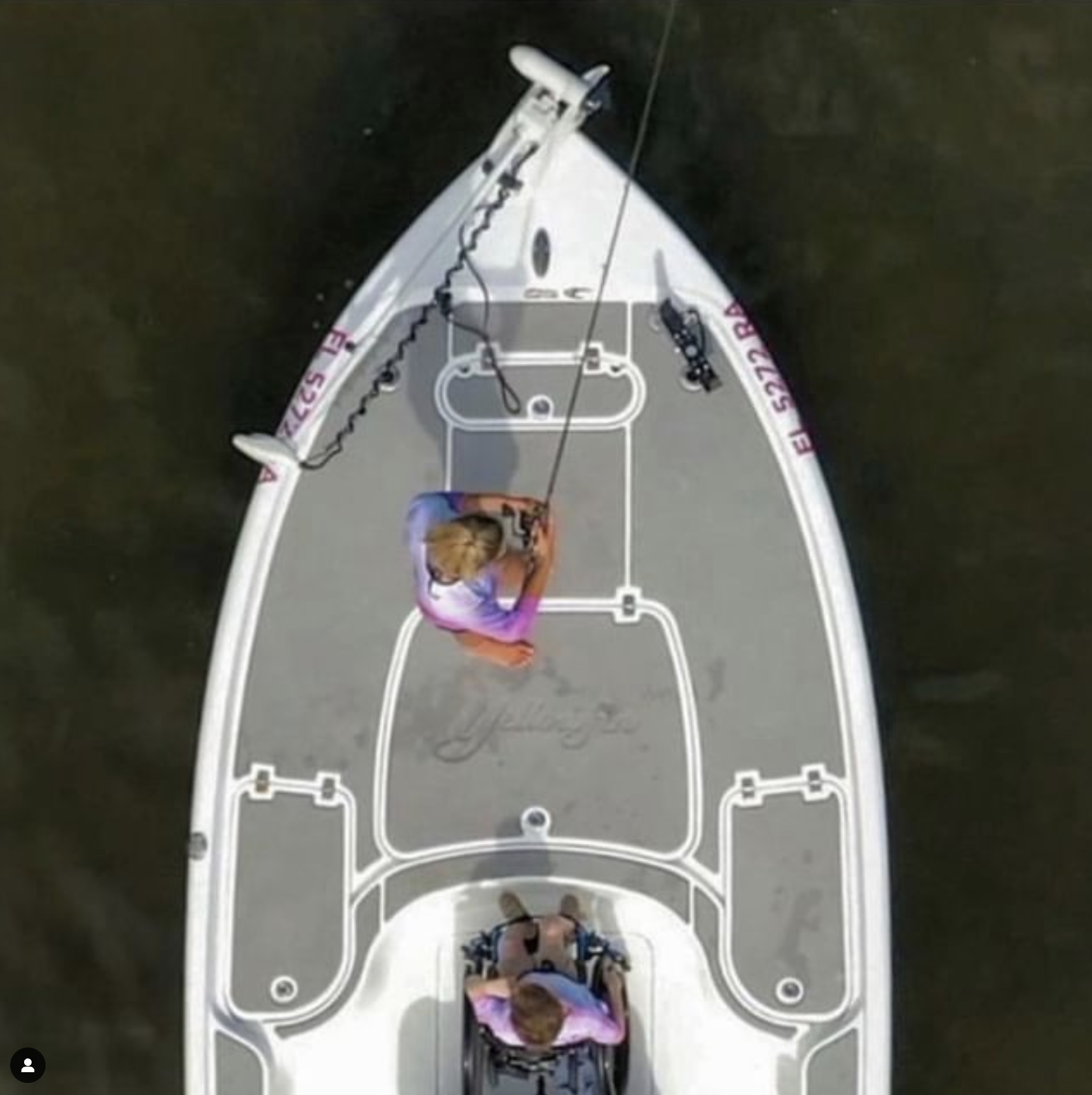 Yellowfin Boat built to accommodate a wheelchair aerial view 