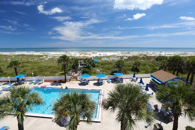 View of pool and beach from guy harvey resort in st. augustine florida
