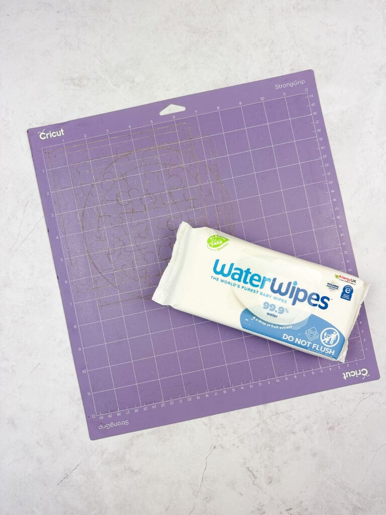 Baby wipes and Cricut strong grip mat