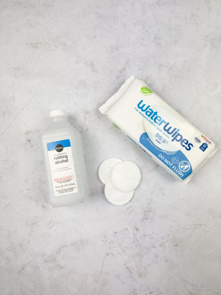 rubbing alcohol and baby wipes for Cricut Maker cleanup