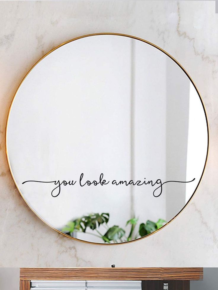 mirror with vinyl lettering 